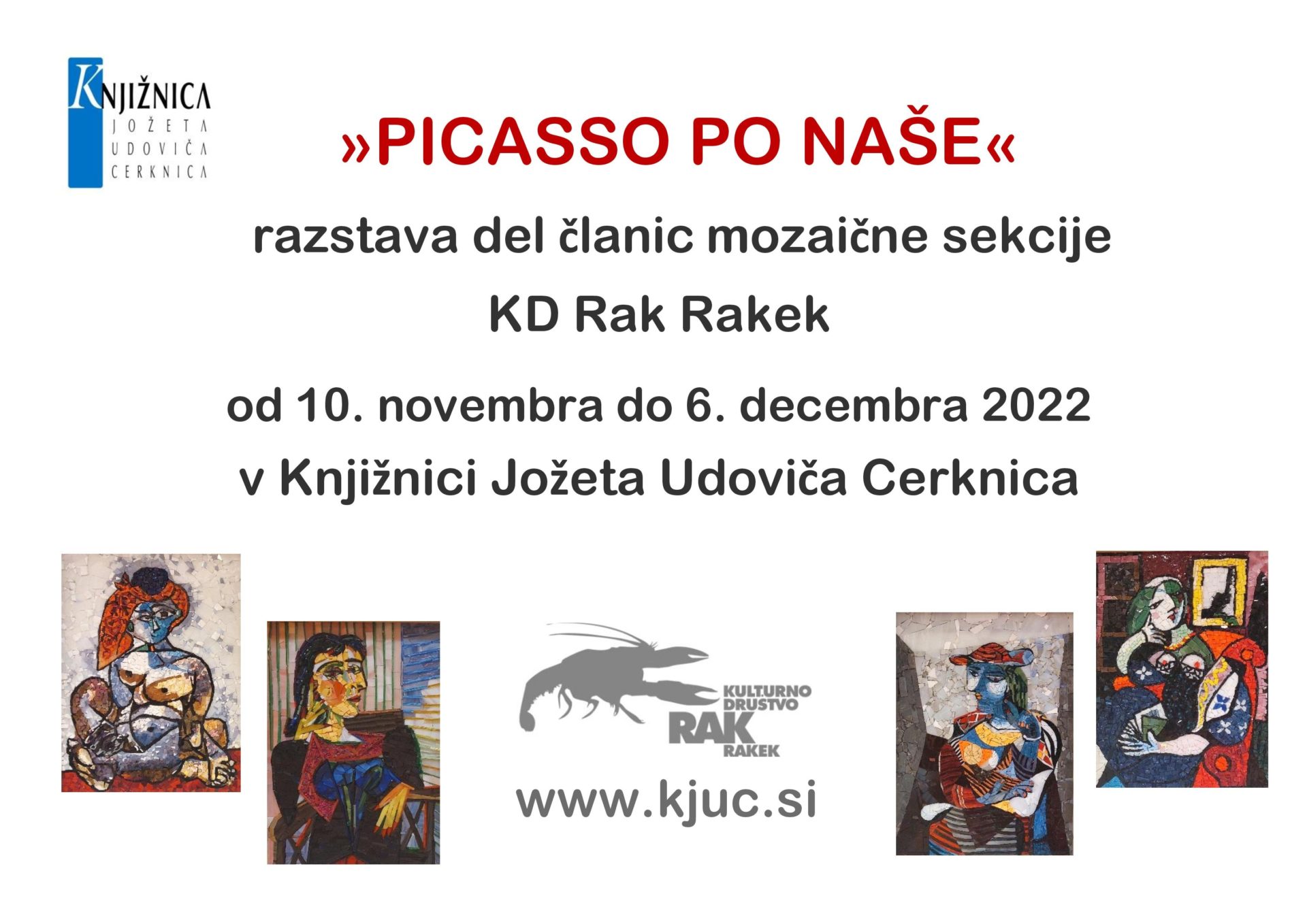 Picasso po naše - razstava del članic mozaične sekcije KD Rak Rakek