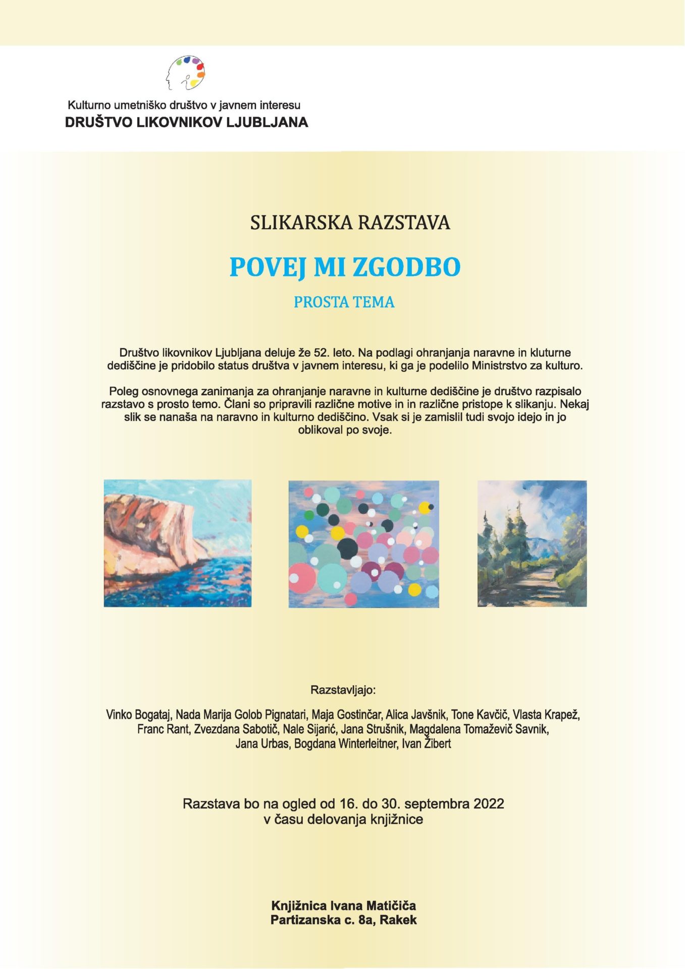 Povej mi zgodbo – razstava del Društva likovnikov Ljubljana – 2. del