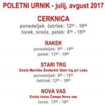 Poletni urnik 2017