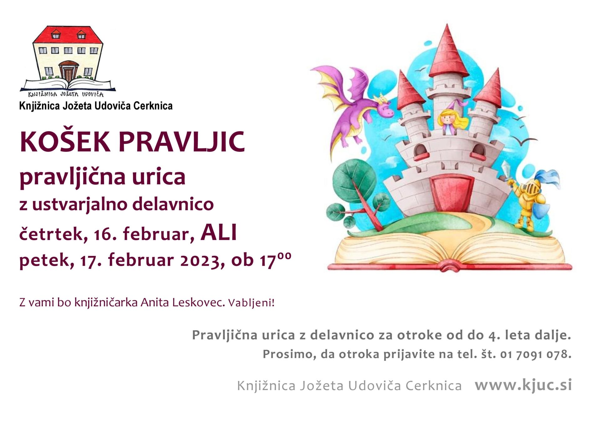 Košek pravljic - pravljična urica  z ustvarjalno delavnico