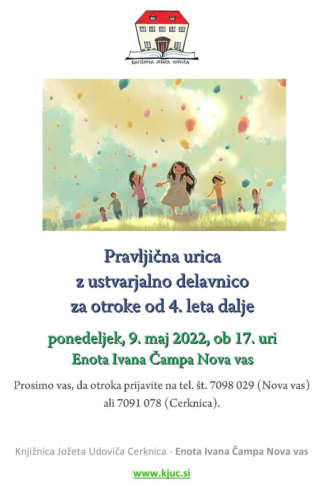 Pravljična urica z ustvarjalno delavnico za otroke od 4. leta dalje