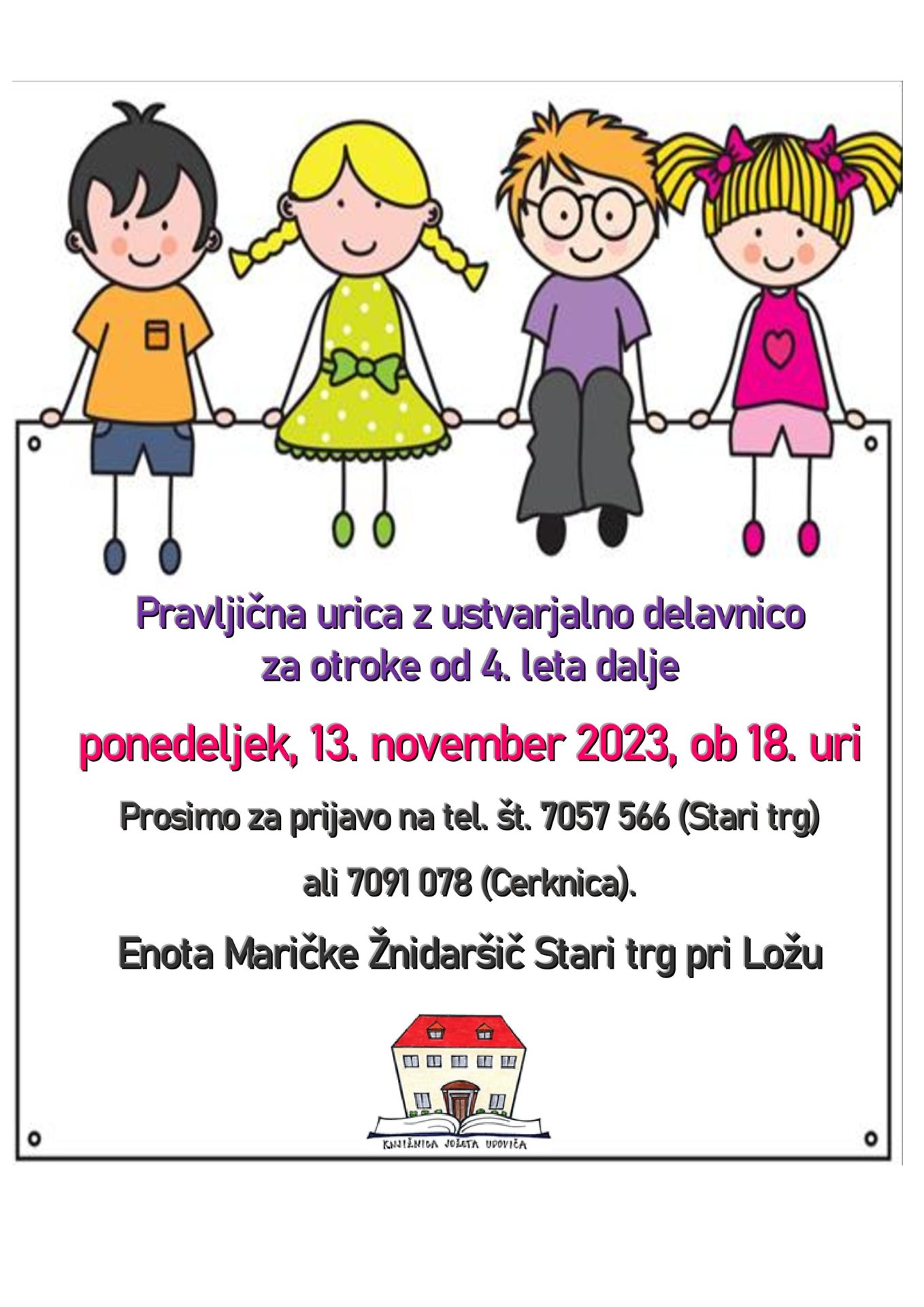 Pravljična urica z ustvarjalno delavnico za otroke od 4. leta dalje
