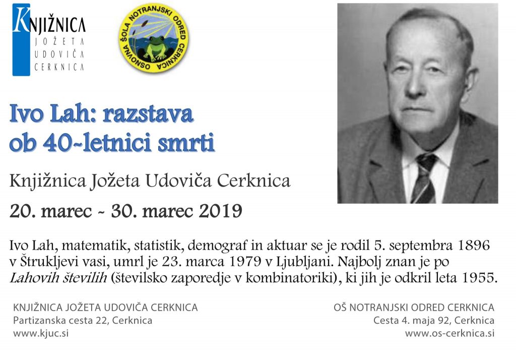 Razstava ob 40-letnici smrti matematika Iva Laha