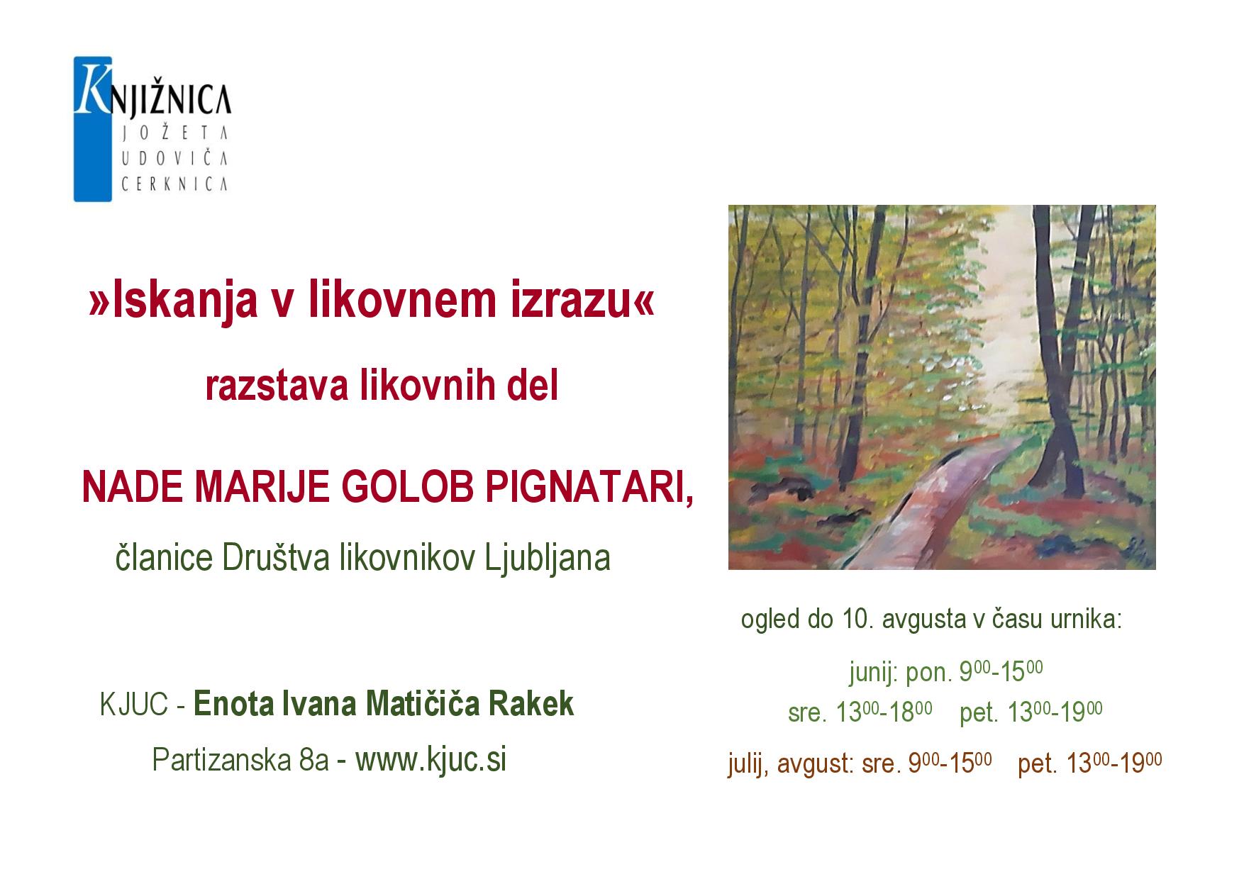 Iskanja v likovnem izrazu - razstava likovnih del Nade Marije Golob Pignatari