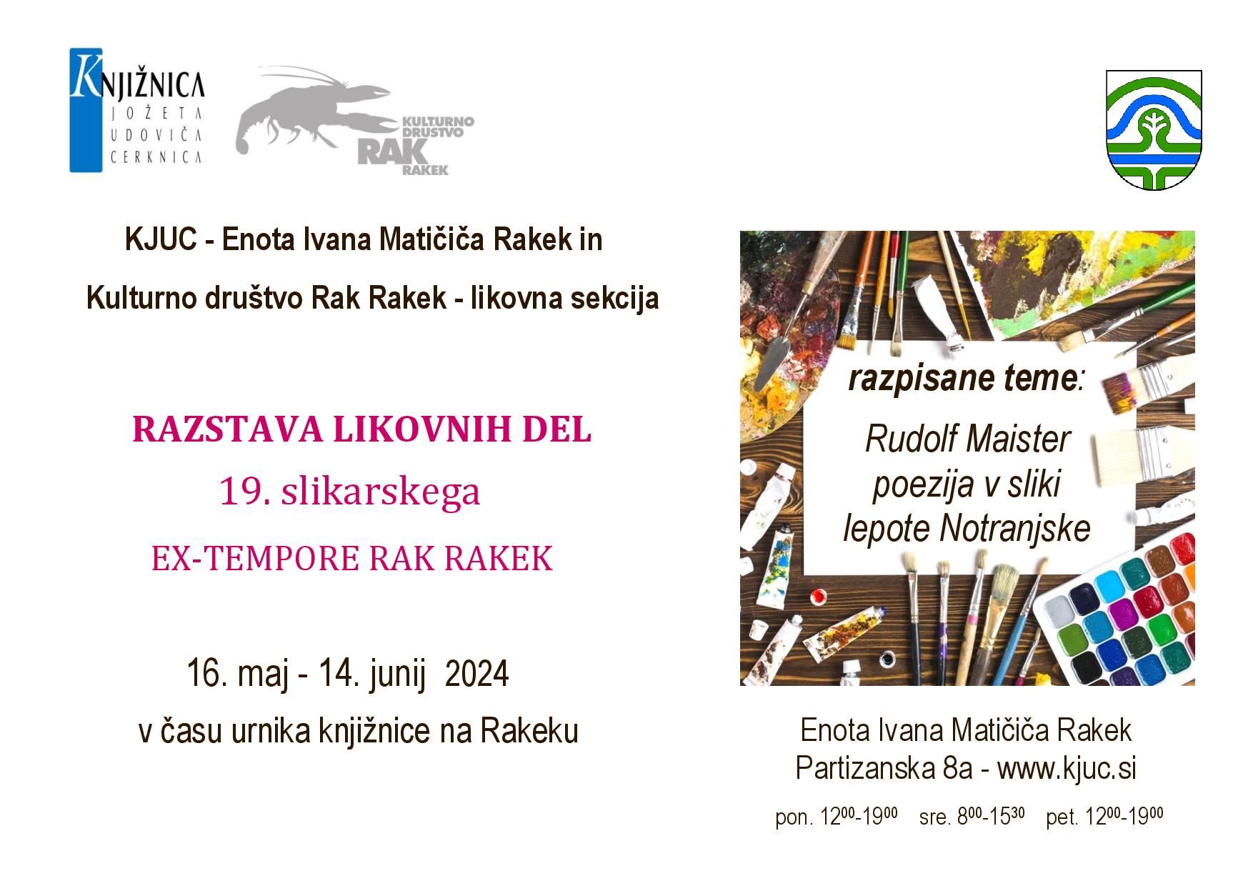 Razstava likovnih del 19. slikarskega EX-TEMPORE Rak Rakek