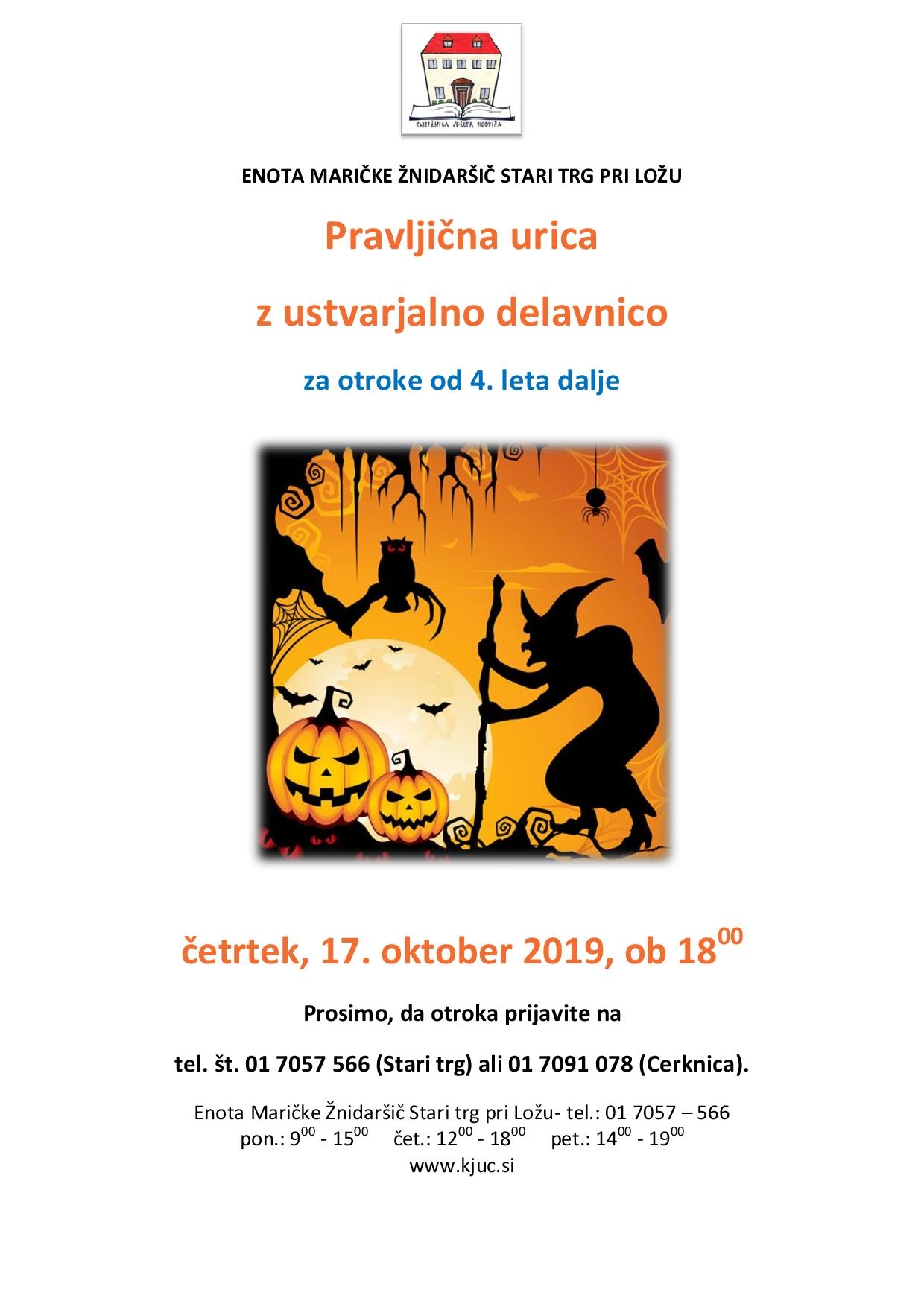 Pravljična urica z ustvarjalnico za otroke od 4. leta dalje