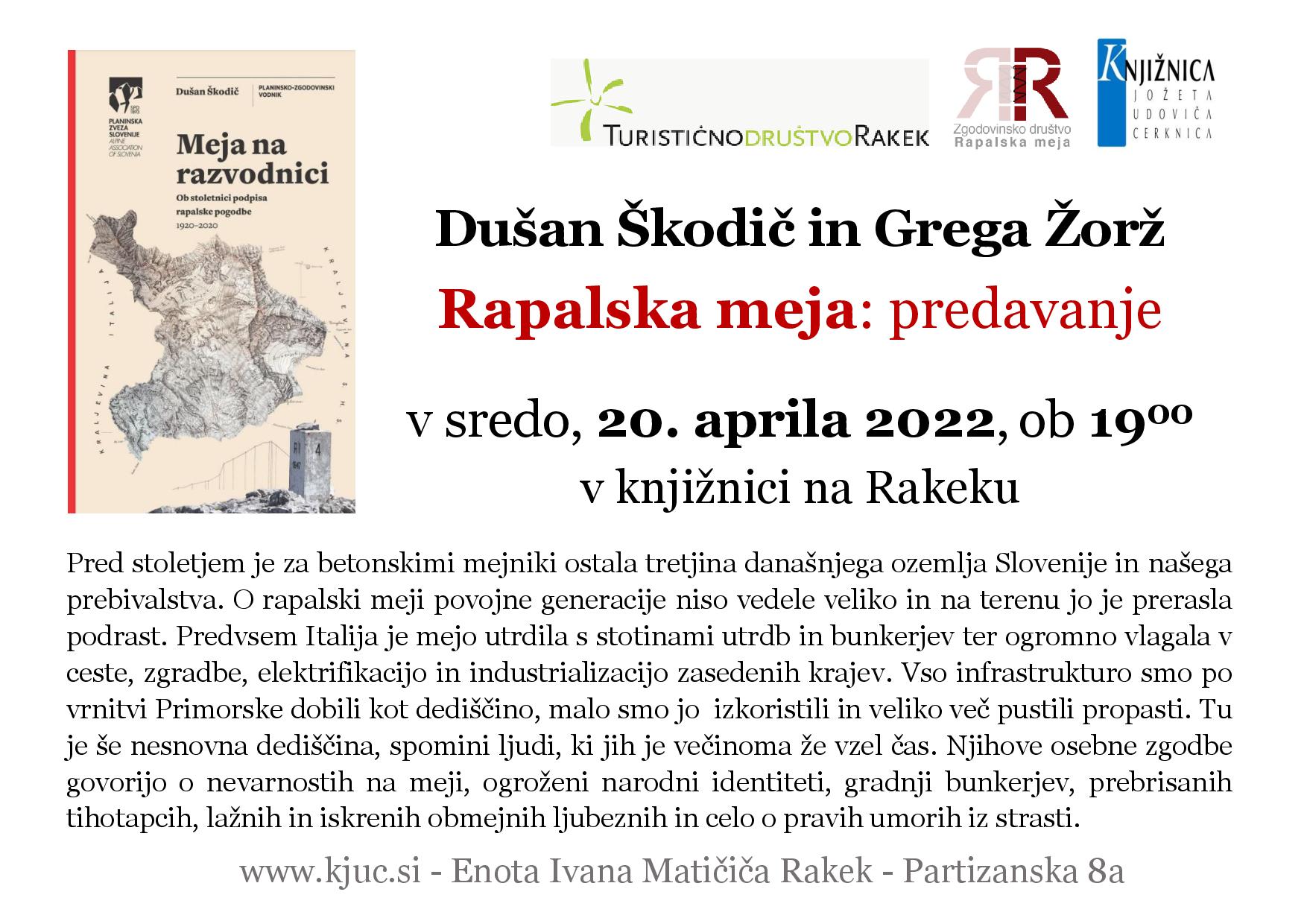 Dušan Škodič in Grega Žorž:  Rapalska meja - predavanje