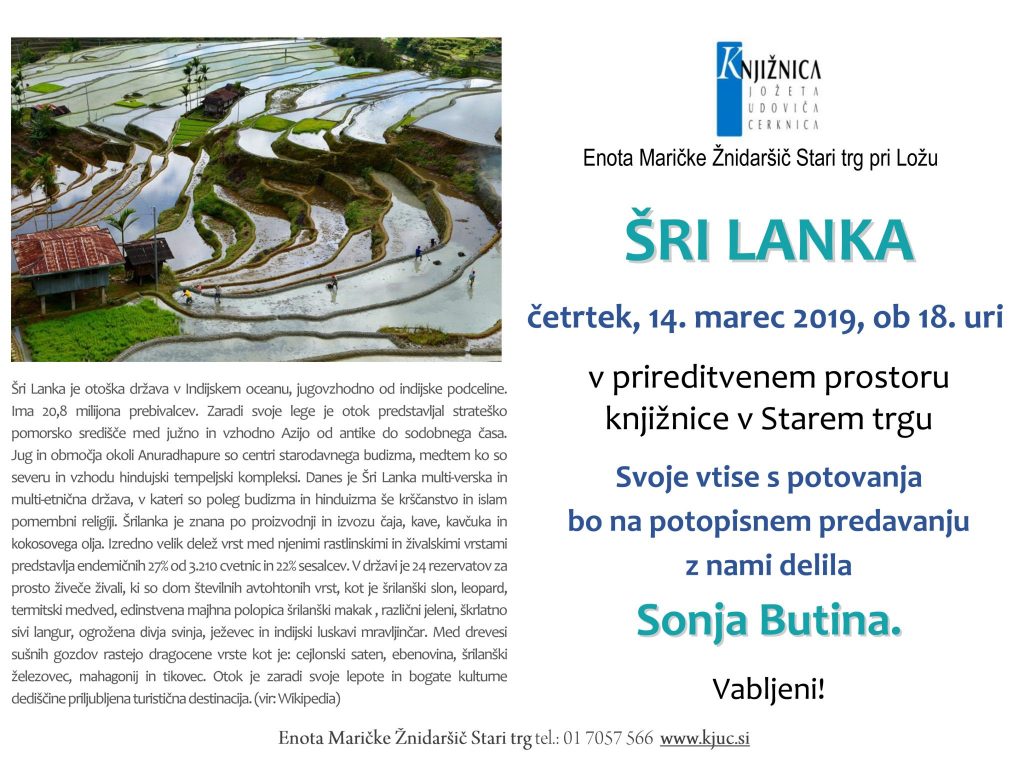 Sonja Butina: Šri Lanka - potopisno predavanje