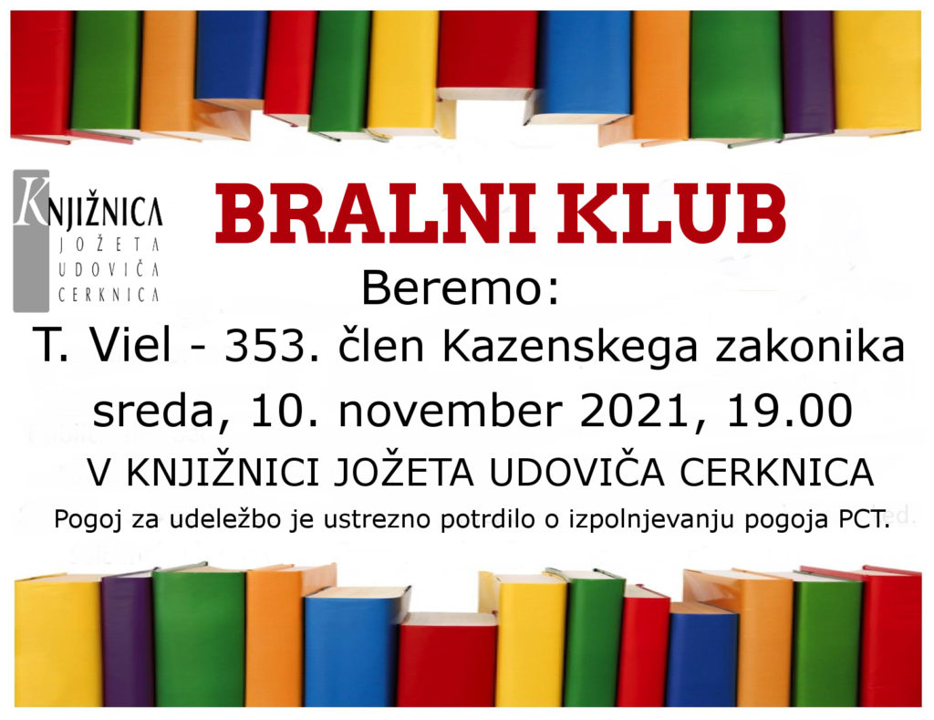PRESTAVLJENO - Bralni klub: T. Viel - 353. člen Kazenskega zakonika