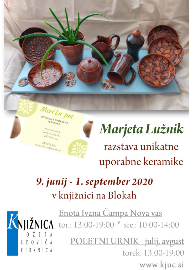 Marjeta Lužnik - Meri Lu pot - razstava unikatne uporabne keramike