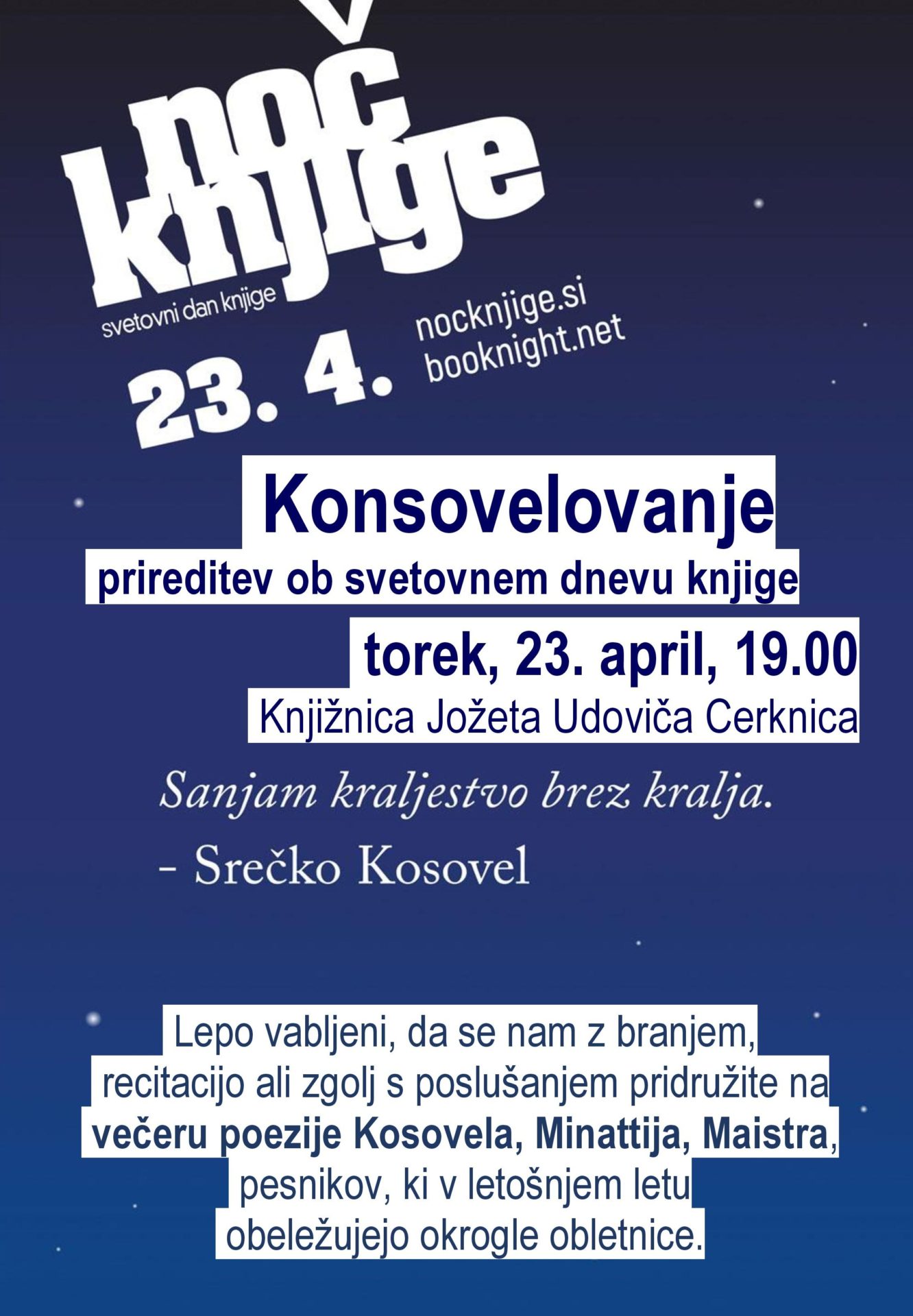 Konsovelovanje - prireditev ob svetovnem dnevu knjige