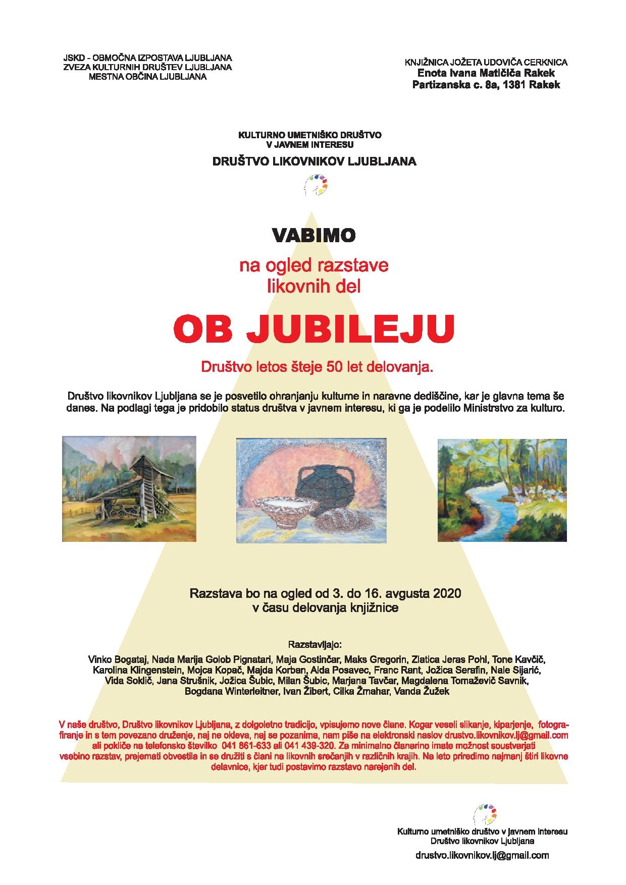 Društvo likovnikov Ljubljana - razstava likovnih del ob 50-letnici delovanja