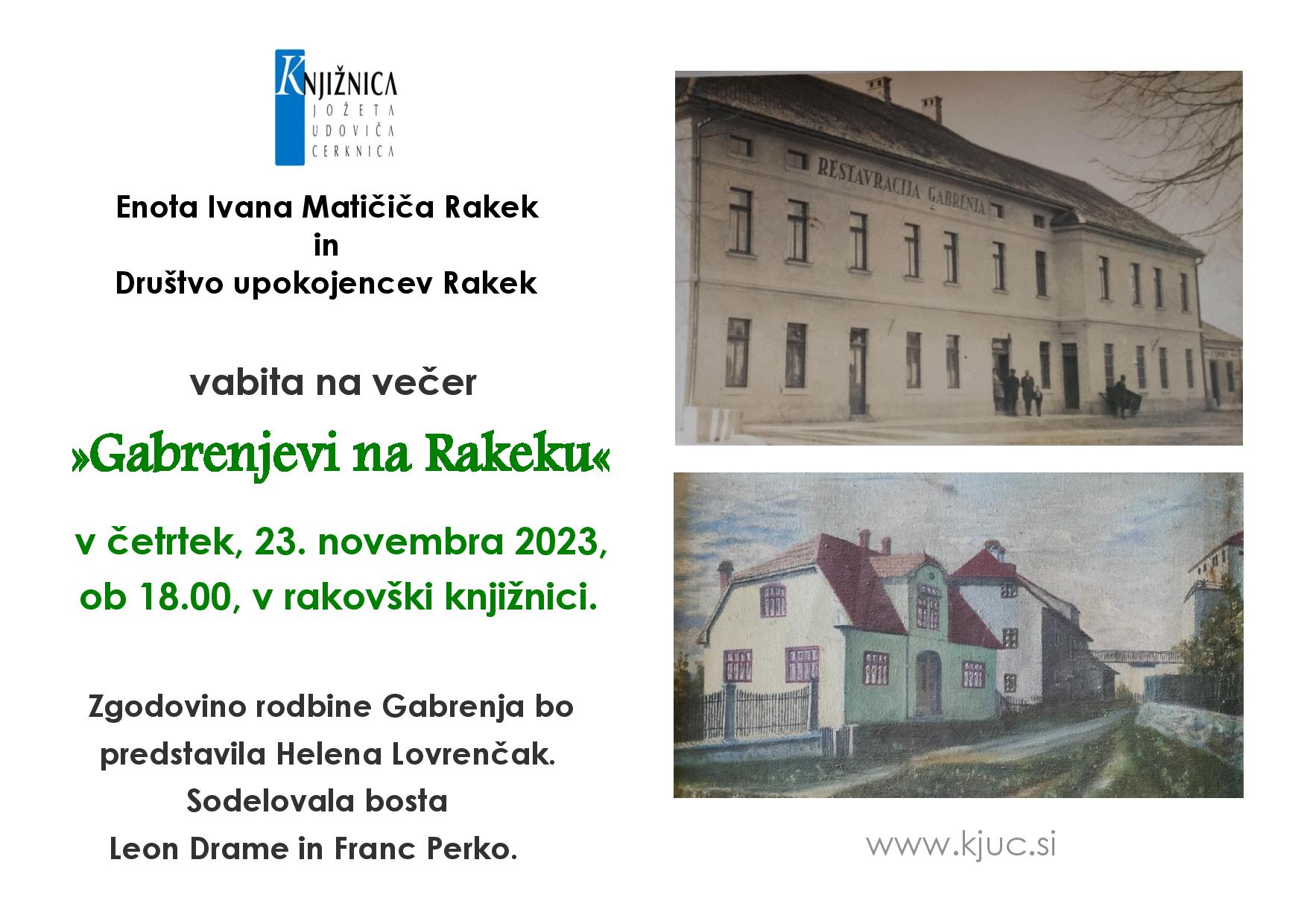Večer s krajani - Gabrenjevi na Rakeku