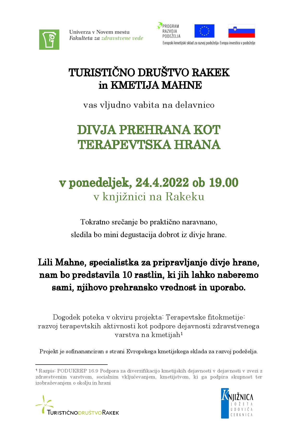 Divja prehrana kot terapevtska hrana - delavnica z Lili Mahne