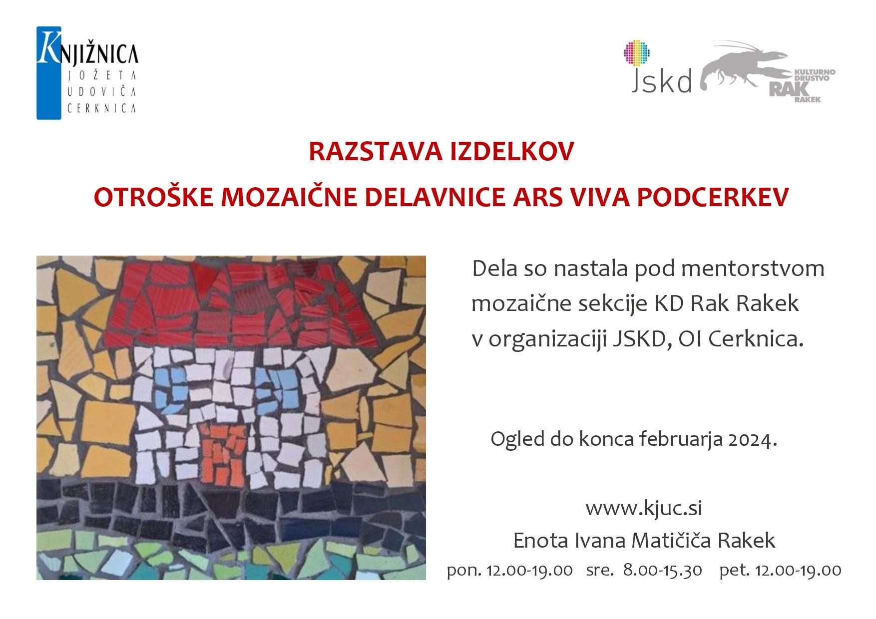 Razstava izdelkov otroške mozaične delavnice ARS Viva Podcerkev