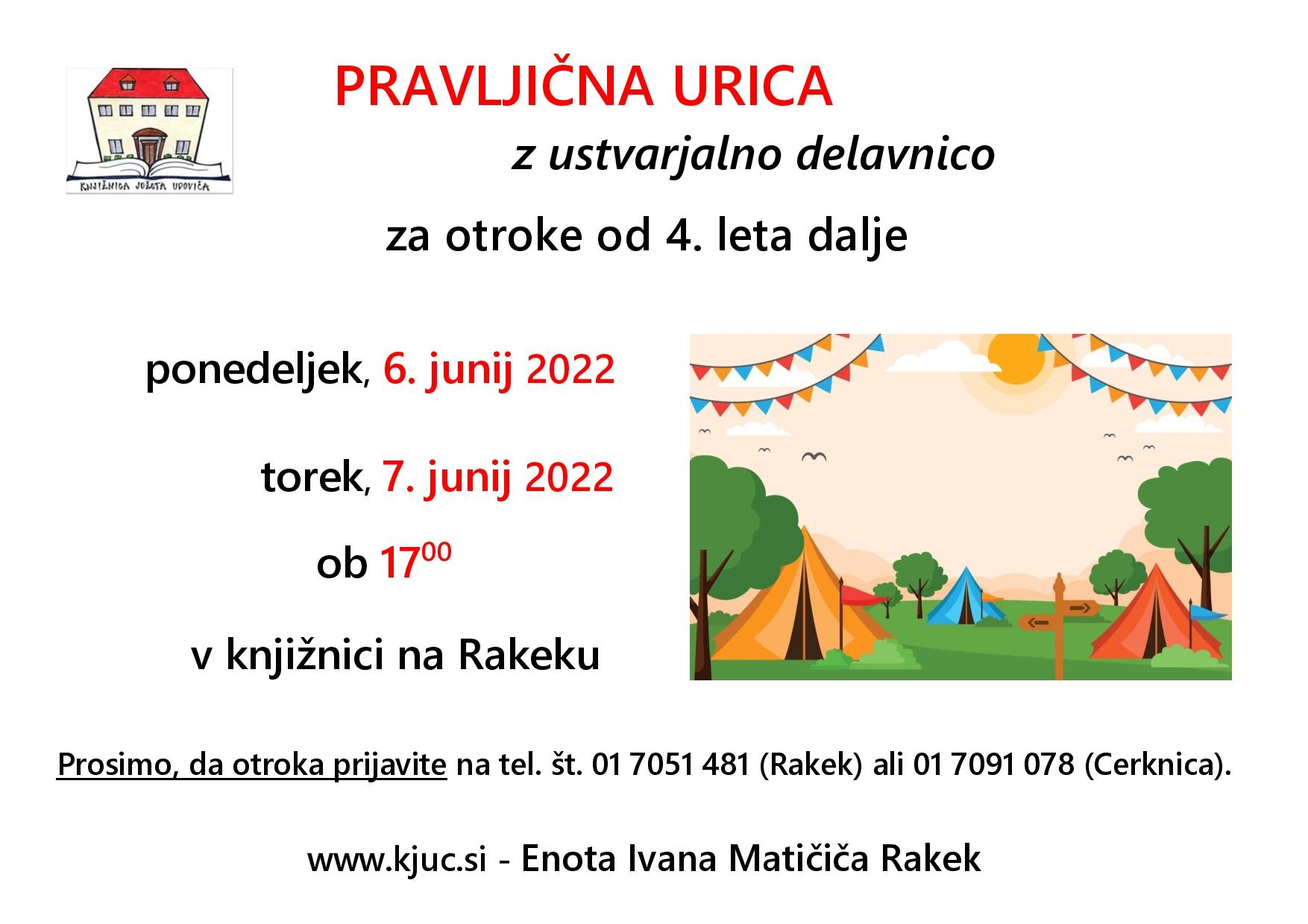 Pravljična urica z ustvarjalno delavnico Rakek