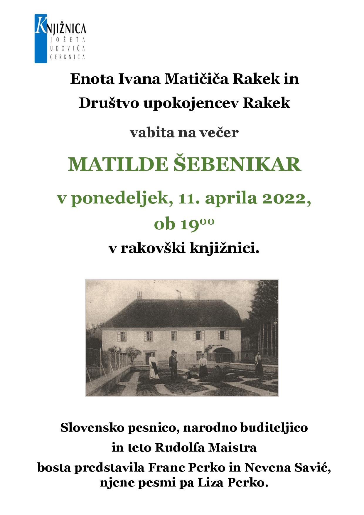 Večer Matilde Šebenikar