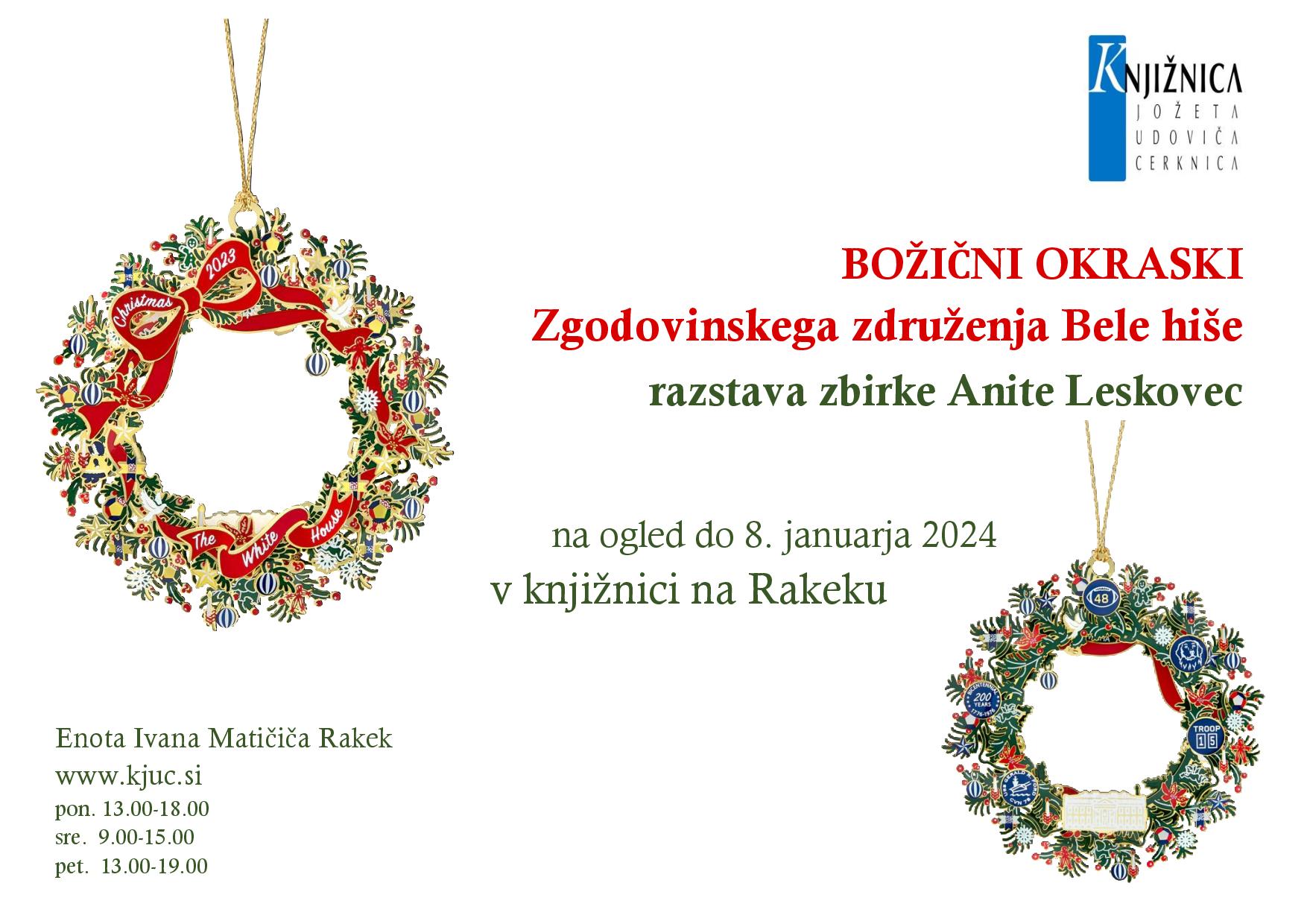 Božični okraski Zgodovinskega združenja Bele hiše - razstava zbirke Anite Leskovec