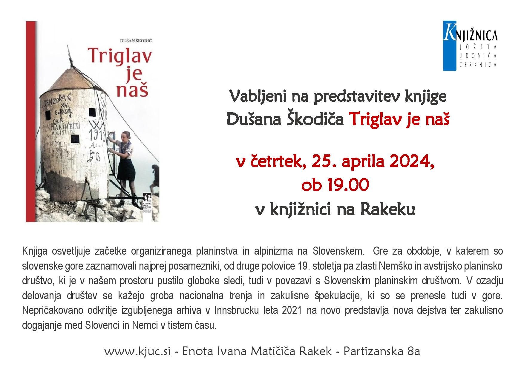 Predstavitev knjige Dušana Škodiča - Triglav je naš