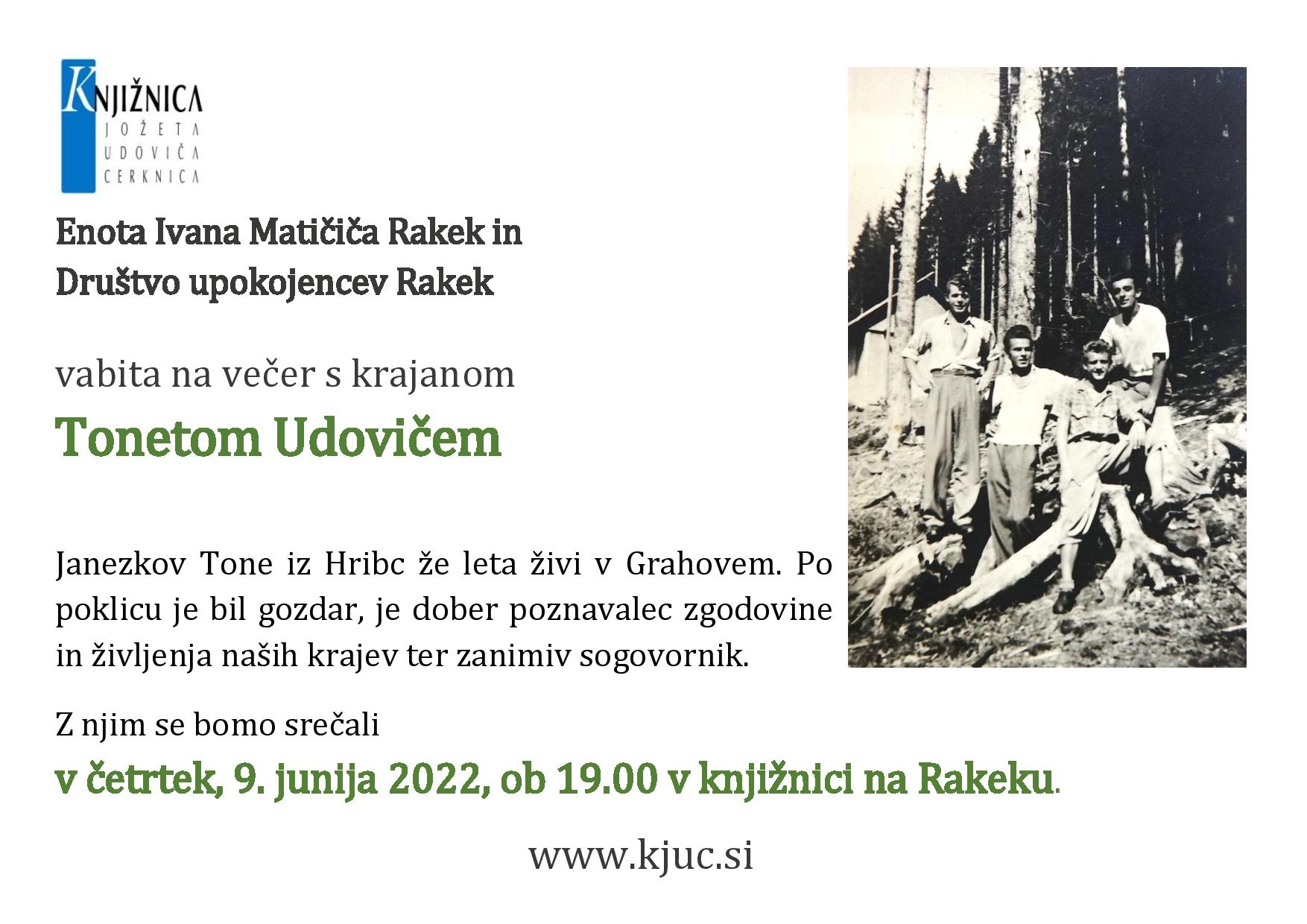 Večer s krajanom Tonetom Udovičem
