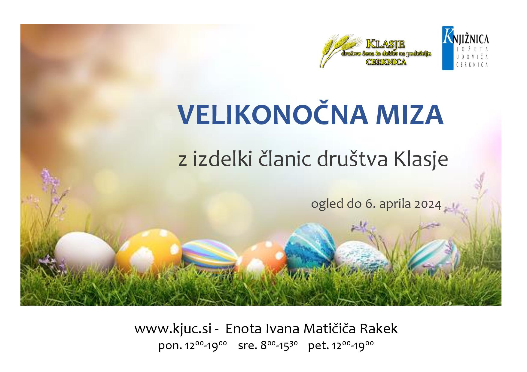 Velikonočna miza z izdelki članic društva Klasje