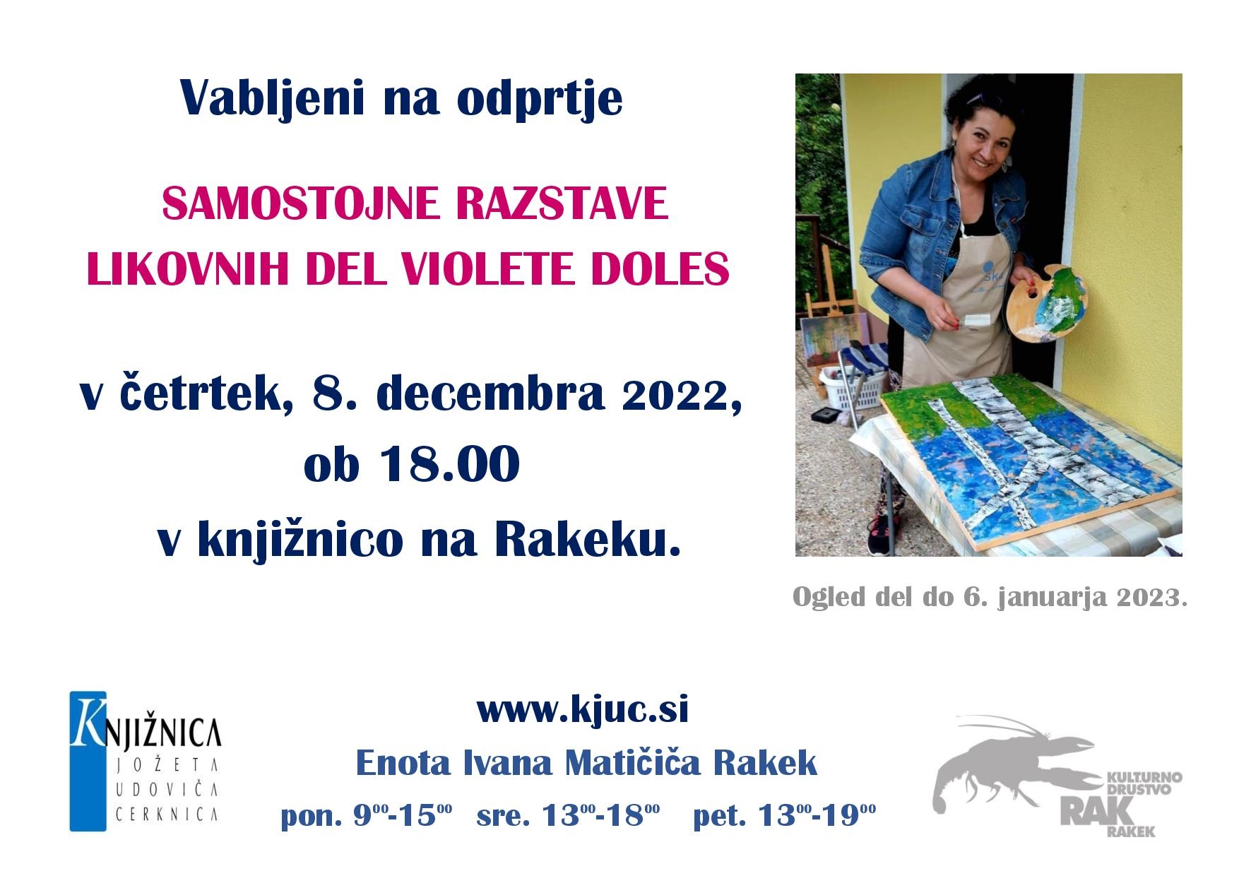 Odprtje samostojne razstave likovnih del Violete Doles
