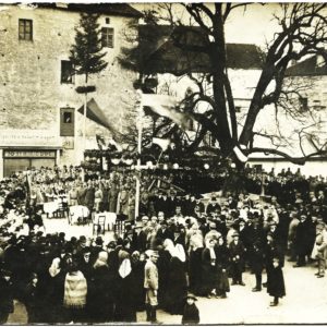 Domovanje Udovičevih, levi protiturški tabor v Cerknici, slika je bila posneta 26. decembra 1915