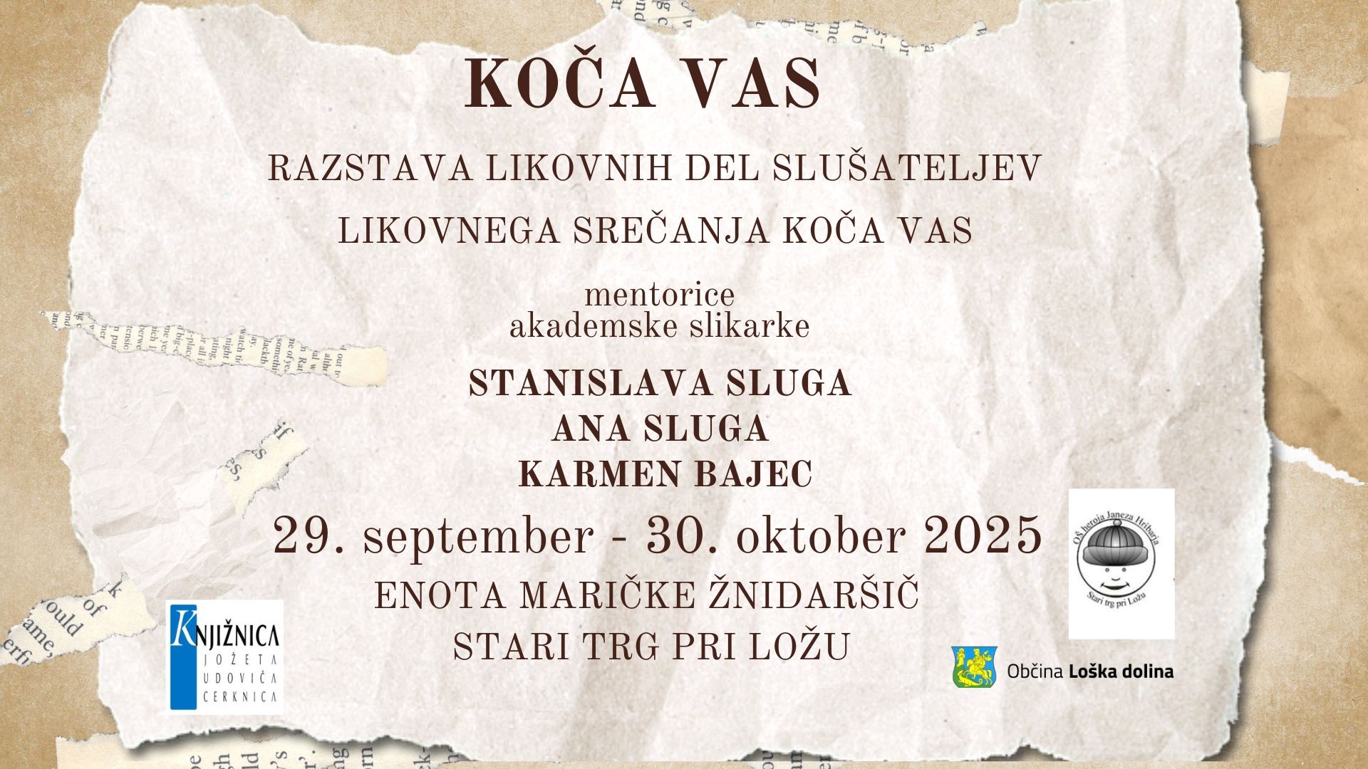 Koča vas - razstava likovnih del z likovnega srečanja Koča vas