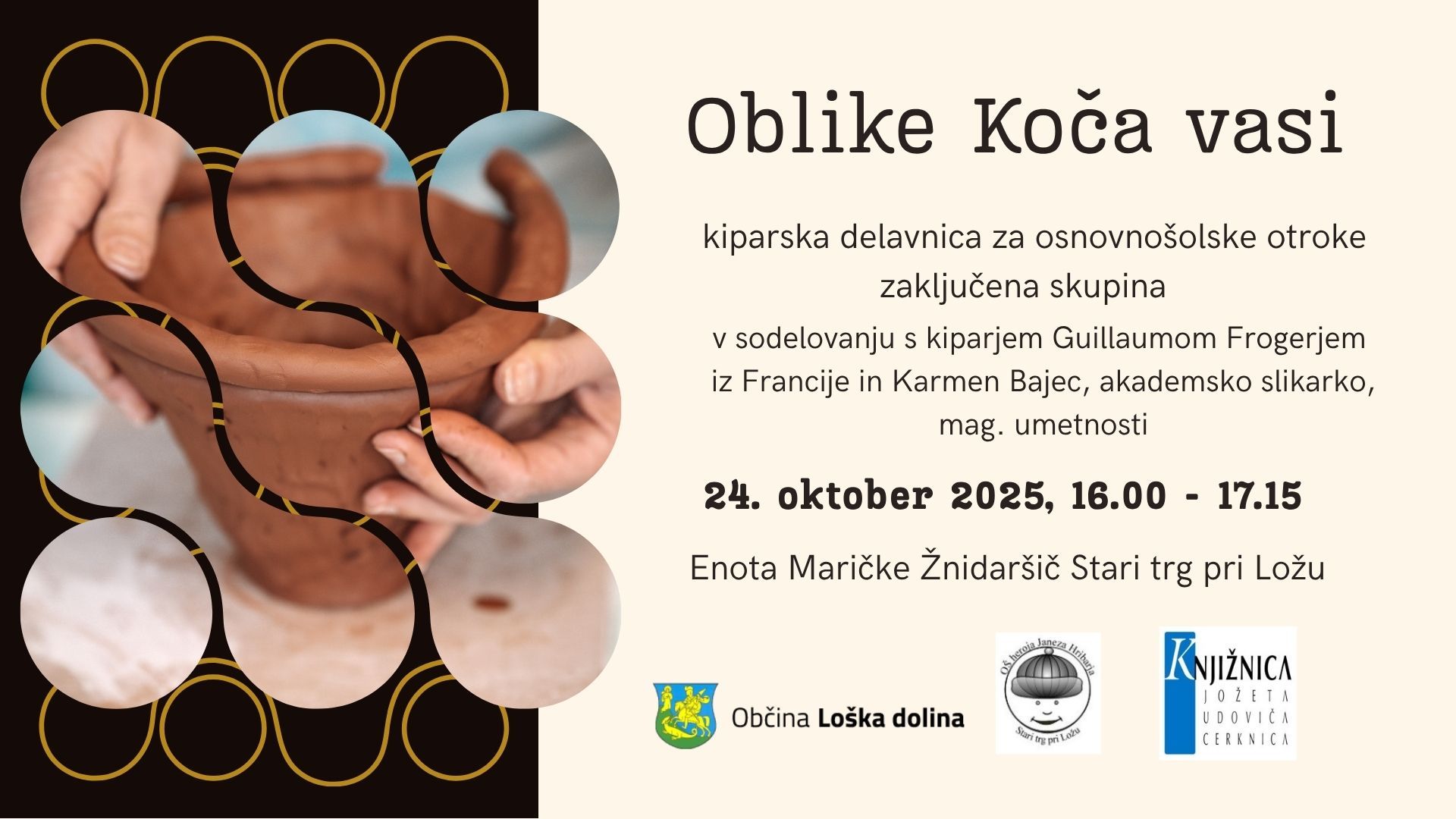 Oblike Koča vasi - kiparska delavnica za osnovnošolce (zaključena skupina)