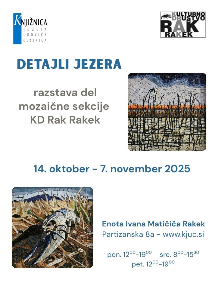 Detajli jezera - razstava del mozaične sekcije KD Rak Rakek