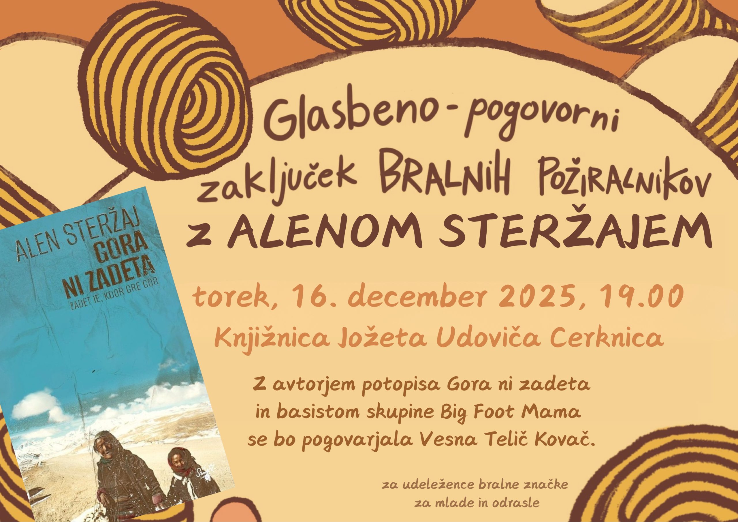Zaključek Bralnih požiralnikov z Alenom Steržajem, basistom skupine Big Foot Mama in avtorjem potopisa Gora ni zadeta