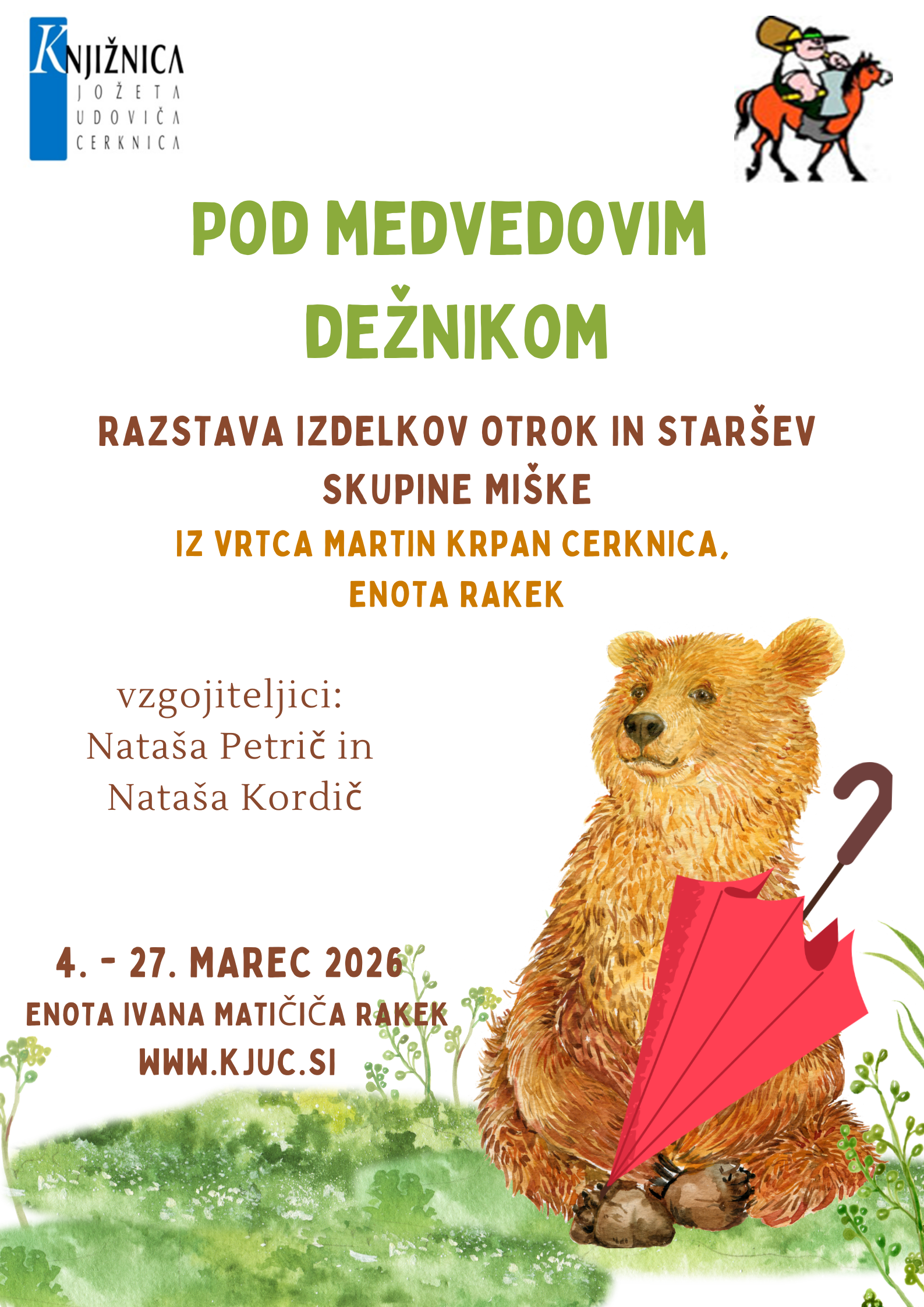 Pod medvedovim dežnikom - razstava izdelkov otrok in staršev skupine Miške