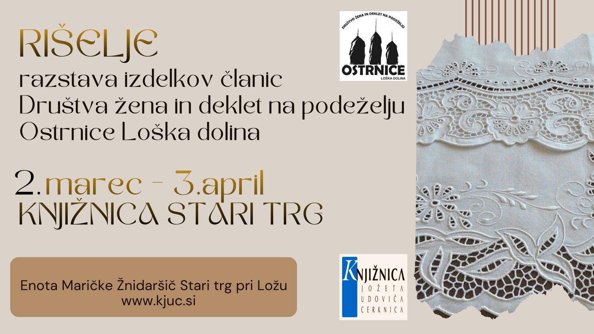 Rišelje - razstava ročnih del - Društvo Ostrnice Loška dolina