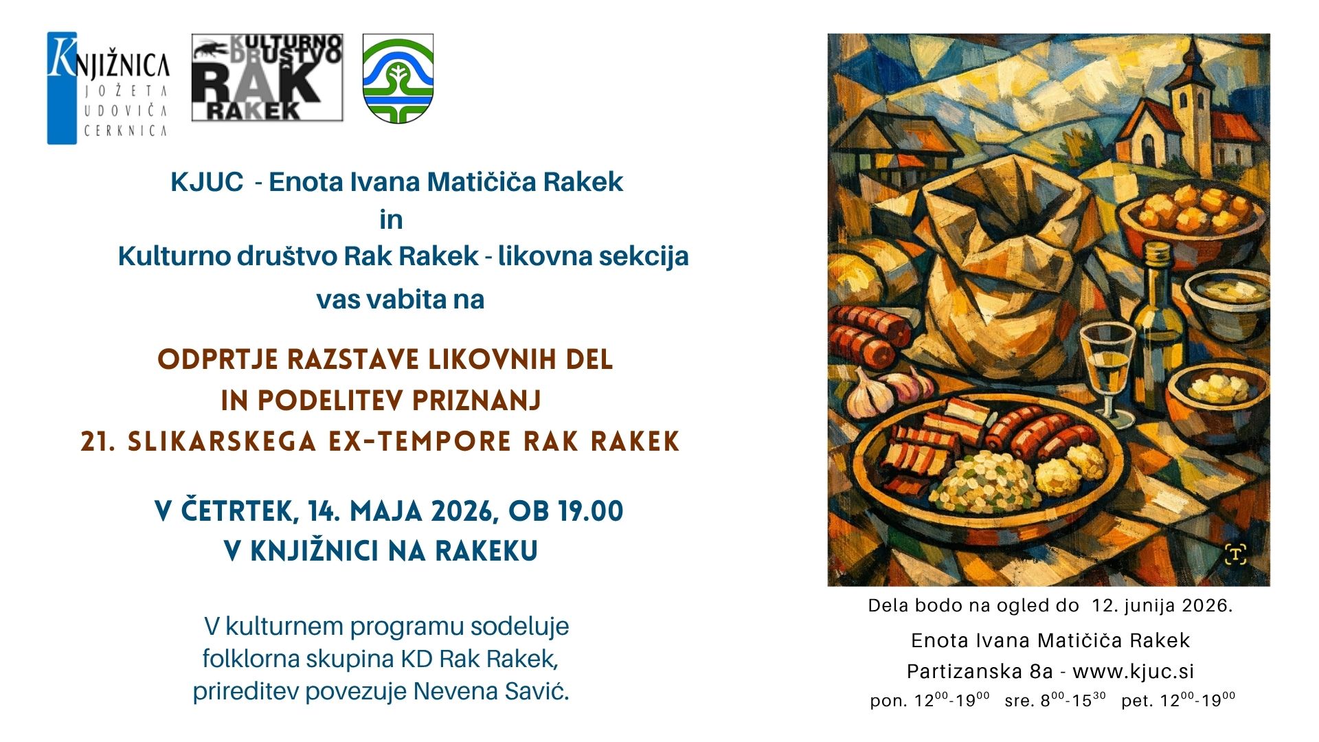 21. Slikarski EX-TEMPORE Rak Rakek - odprtje razstave in podelitev priznanj