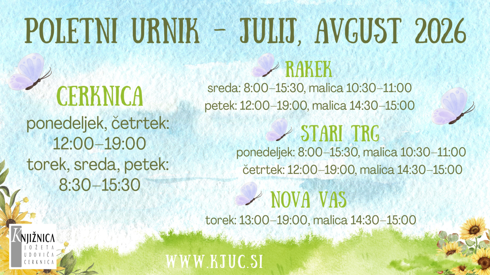 POLETNI URNIK – julij, avgust 2026