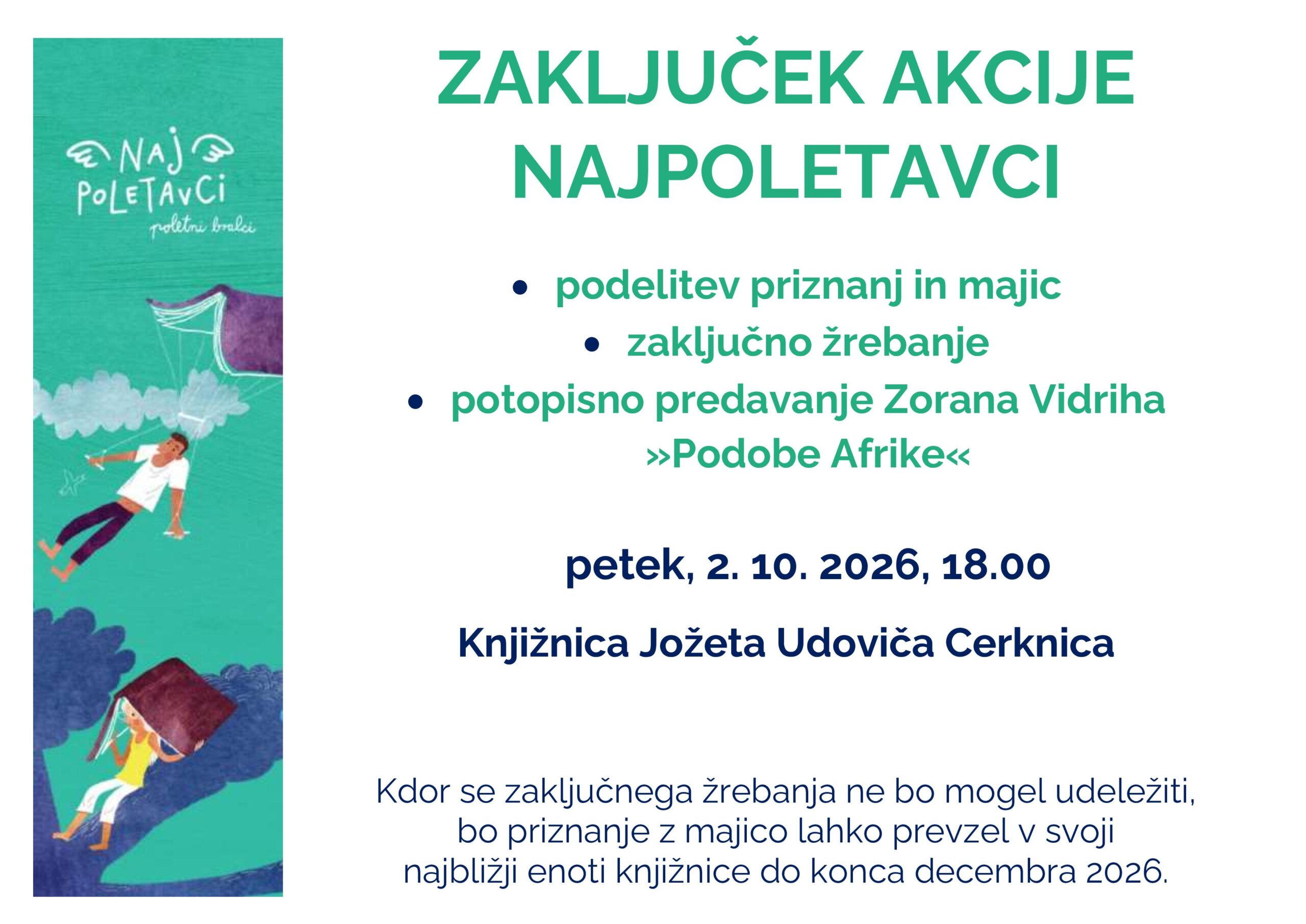 Zaključek akcije Najpoletavci - potopisno predavanje Zorana Vidriha Podobe Afrike