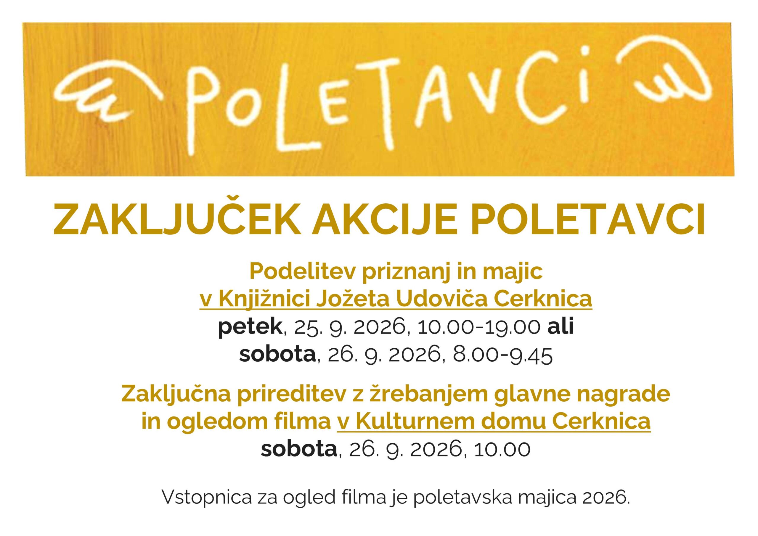 Zaključek za Poletavce – razdelitev priznanj in majic