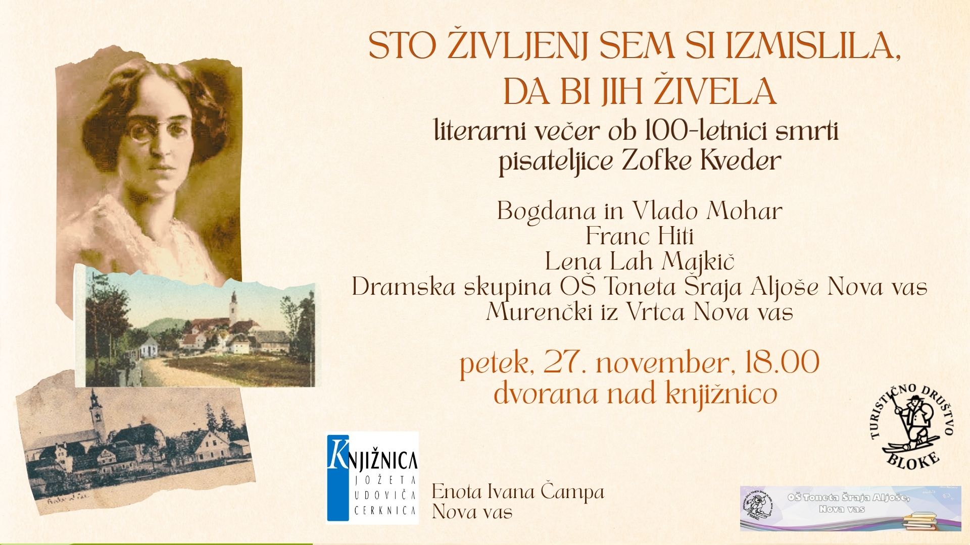 Sto življenj sem si izmislila, da bi jih živela - literarni večer ob 100-letnici smrti Zofke Kveder