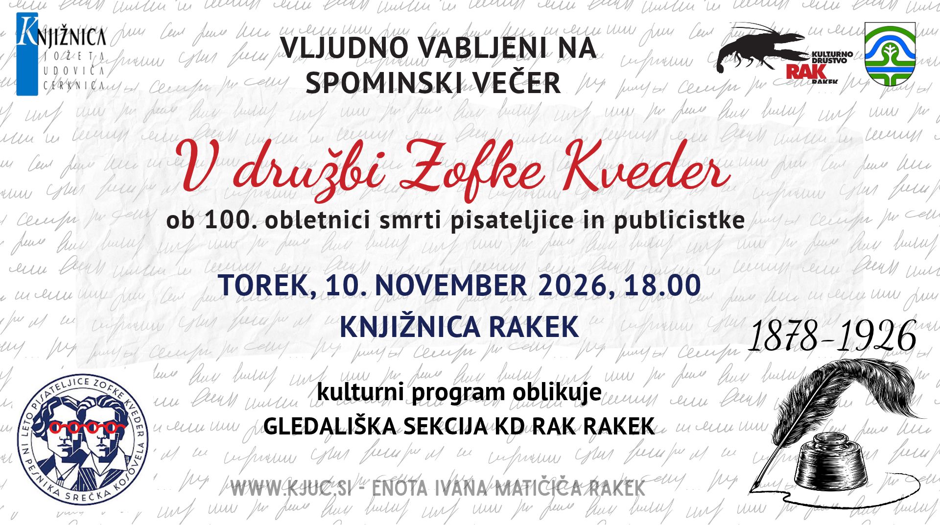 V družbi Zofke Kveder - spominski večer