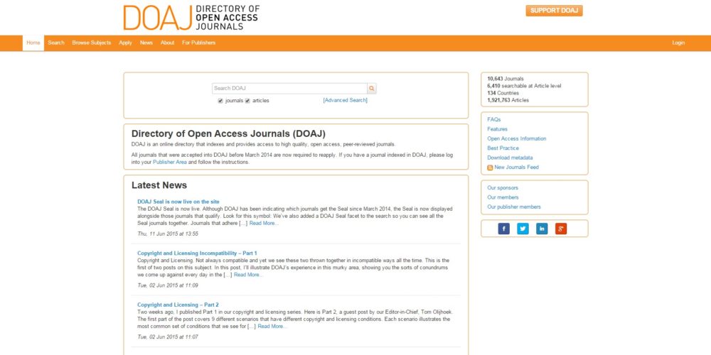 DOAJ – Directory of Open Access Journals