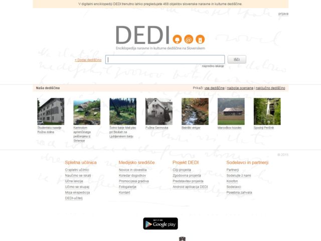 DEDI &#8211; digitalna enciklopedija naravne in kulturne dediščine