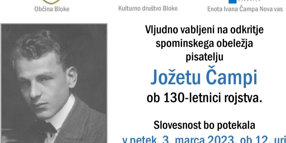 Odkritje spominskega obeležja pisatelju Jožetu Čampi ob 130-letnici rojstva