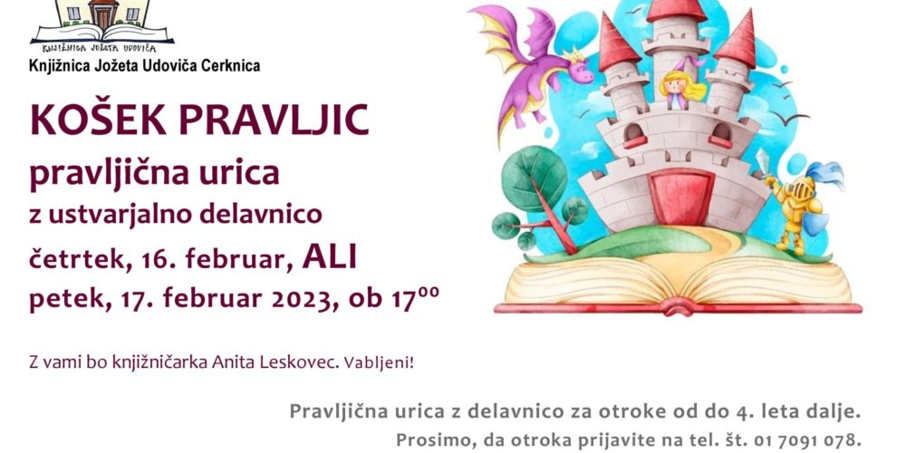 Košek pravljic – pravljična urica z ustvarjalno delavnico