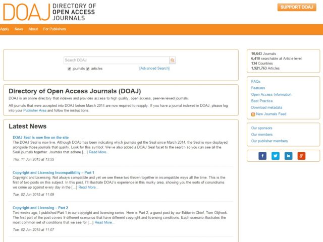 DOAJ &#8211; Directory of Open Access Journals