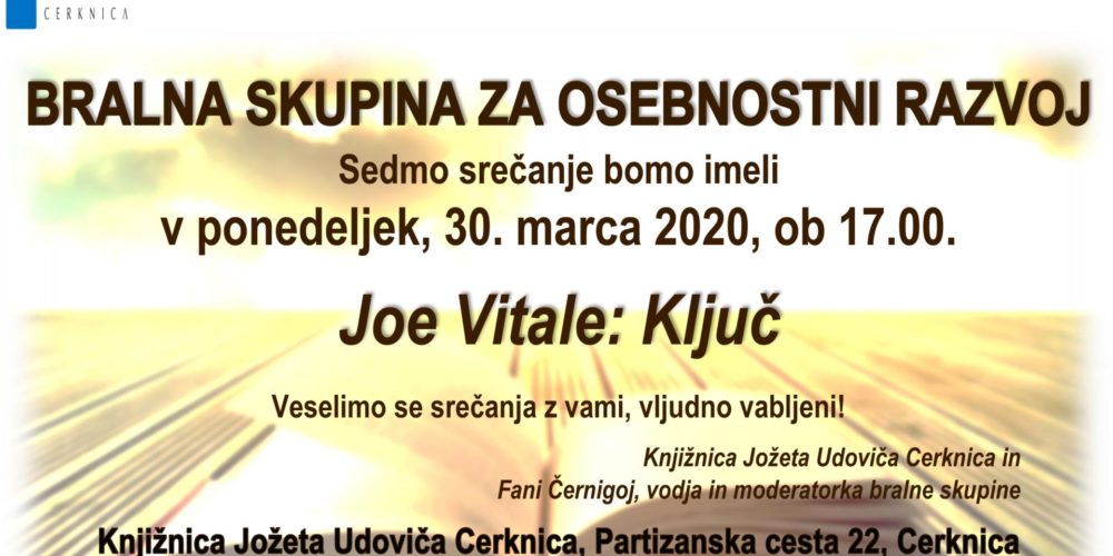 ODPOVEDANO – Srečanje Bralne skupine za osebnostni razvoj