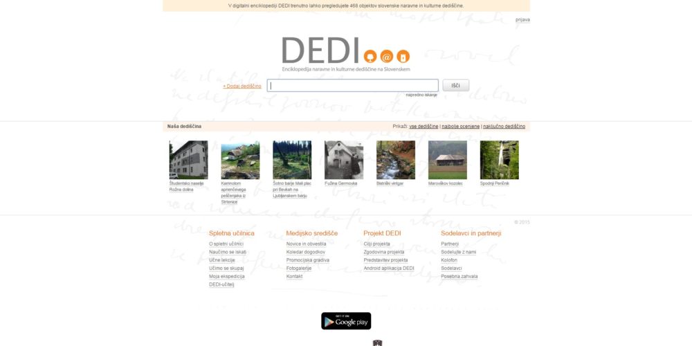 DEDI – digitalna enciklopedija naravne in kulturne dediščine