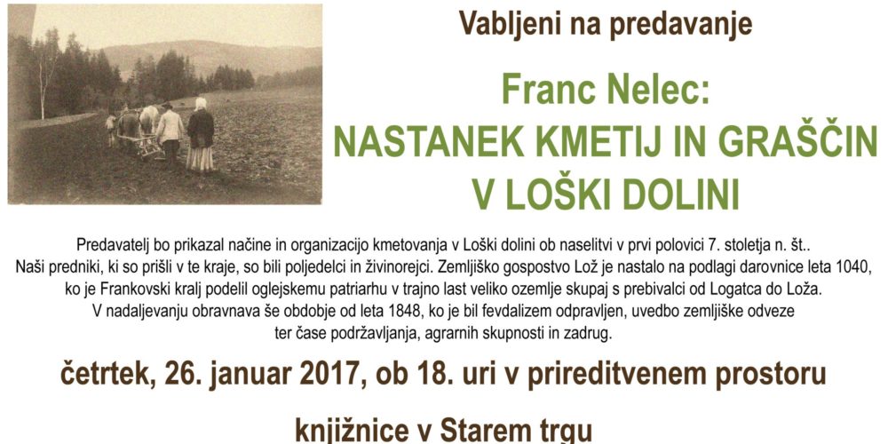 Franc Nelec: Nastanek kmetij in graščin v Loški dolini