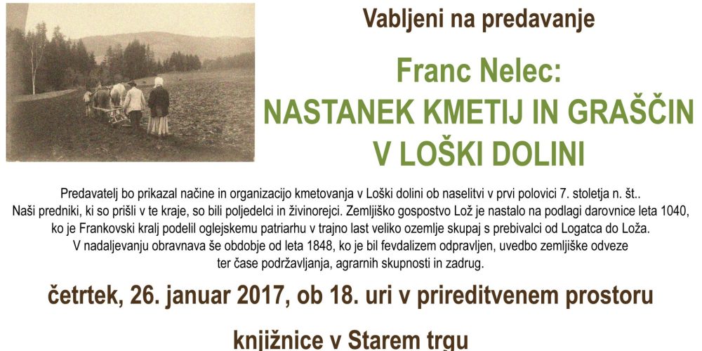 Franc Nelec: Nastanek kmetij in graščin v Loški dolini