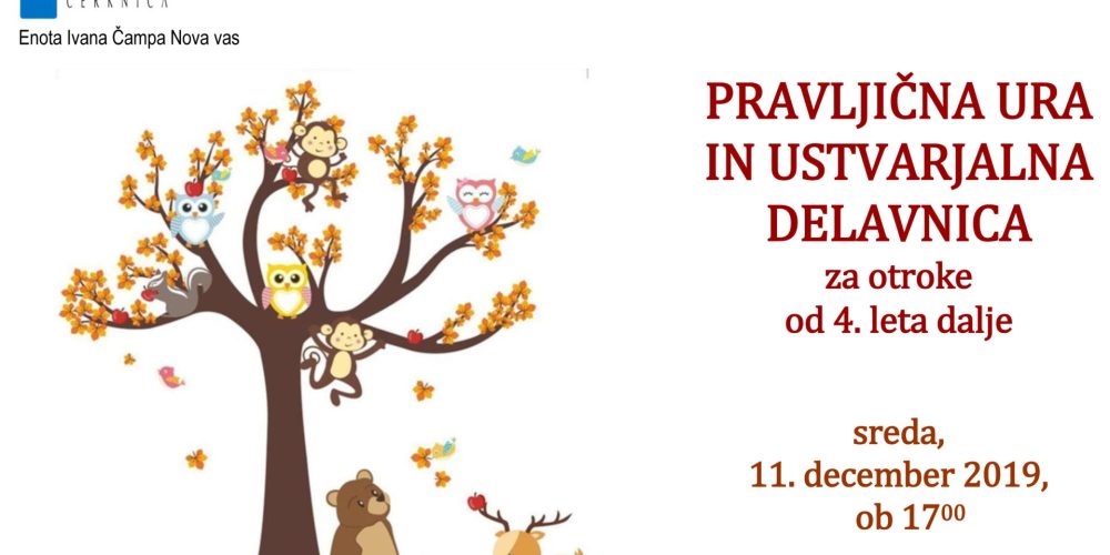 Pravljična ura in ustvarjalna delavnica za otroke od 4. leta dalje