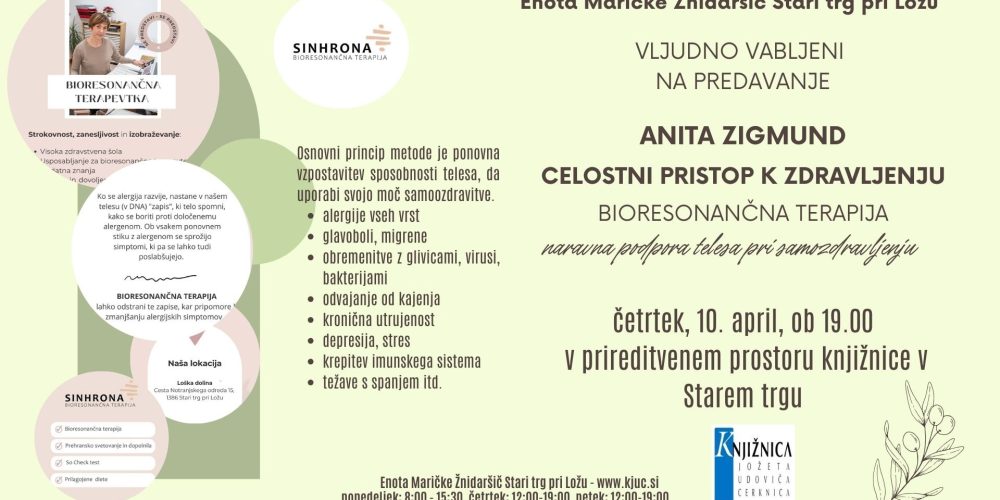 Anita Zigmund: Bioresonančna terapija – naravna podpora telesa pri samozdravljenju
